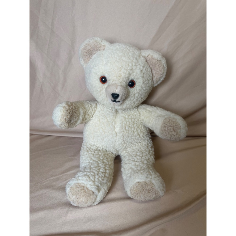 Vintage 1986 Snuggle Bear Plush Lever Brothers Mascot Cream Sherpa 14 Inch Toy